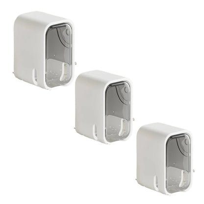 2PCS Wall Mounted Flip-Top Toothbrush Holder Dustproof Storage Rack