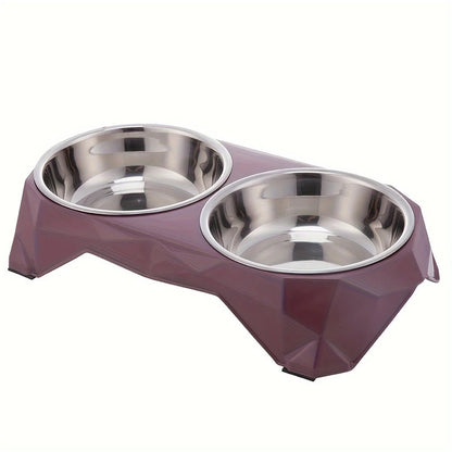 Large Stainless Steel Double Bowl Pet Feeder for Dogs & Cats