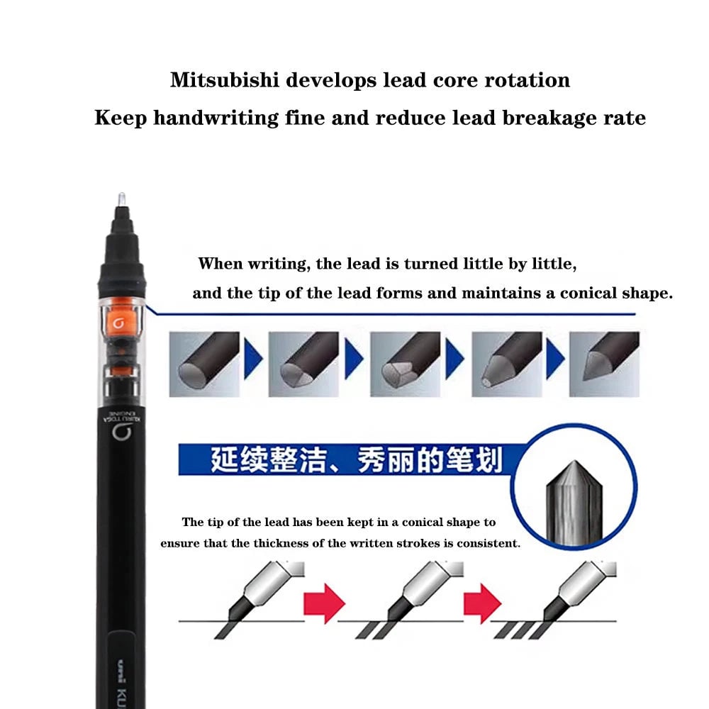 UNI Kuru Toga M5-452 0.5mm Mechanical Pencil Auto Rotation Drawing
