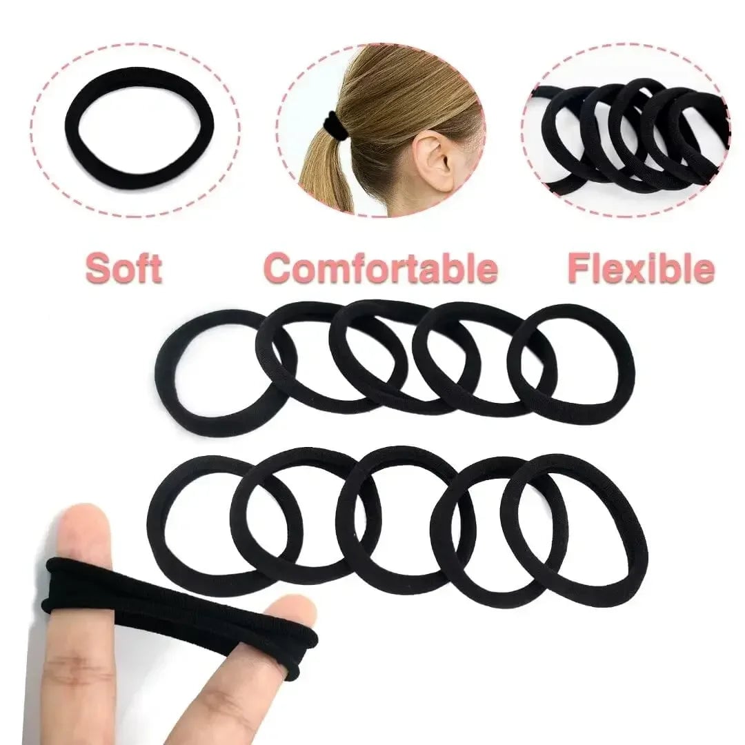 30-200pcs Nylon Hair Bands Set - Basic Ponytail Holders & Ties