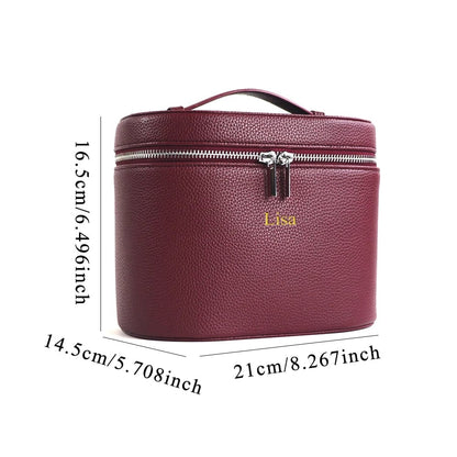 Large PU Leather Cosmetic Box - Customizable Travel Makeup Organizer