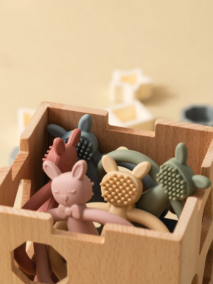 Silicone Rabbit Teether Toy - Baby Nursing Chewing Relief