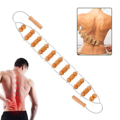 Wooden Therapy Massage Roller Rope Body Shaping Pain Relief Tool