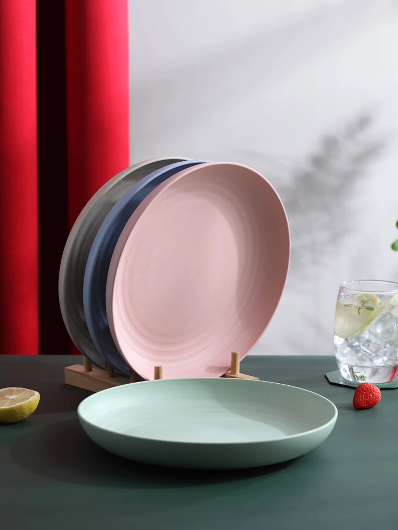 4Pcs Wheat Straw Dinner Plates Set - Lightweight Unbreakable Dishes