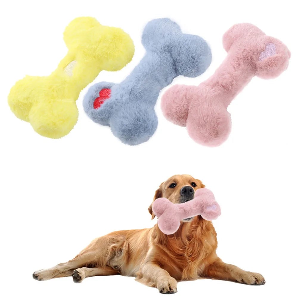 Durable Non-Toxic Squeaky Bone Dog Chew Toy - Interactive Pet Toy