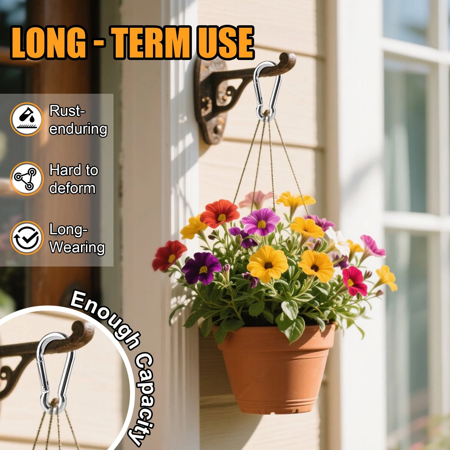 304 Stainless Steel M4 M5 M6 Spring Snap Carabiner Hook 6-24Pcs