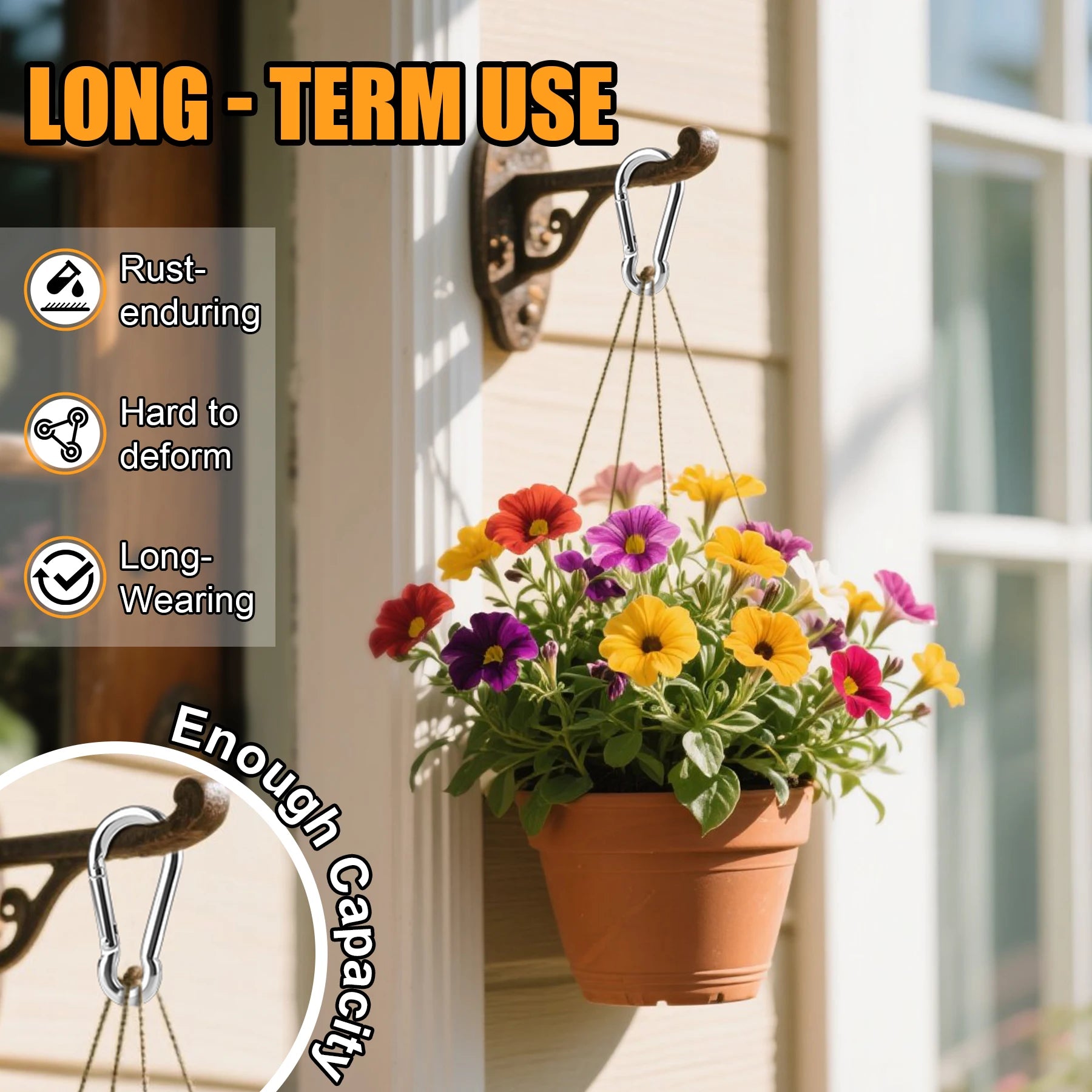 304 Stainless Steel M4 M5 M6 Spring Snap Carabiner Hook 6-24Pcs