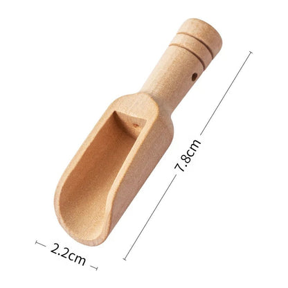 Mini Wooden Salt Spoon Scoop - Retro Seasoning Spice Coffee Bean