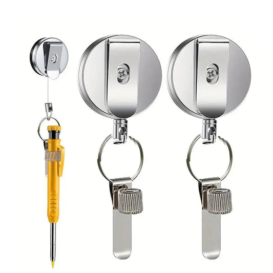 Retractable Steel Wire Pen Holder Anti-Loss Metal Clip Case 1-2pcs