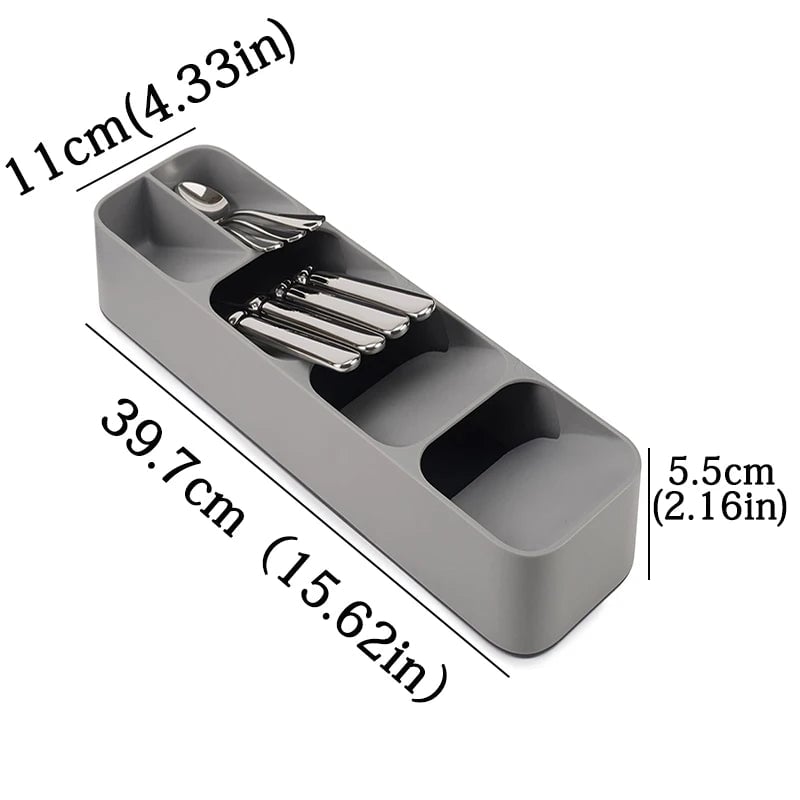 Multi-Compartment Kitchen Cutlery Organizer with Spice Storage Box