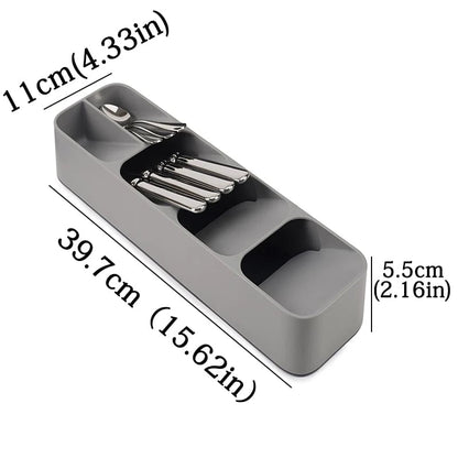 Multi-Compartment Kitchen Cutlery Organizer with Spice Storage Box