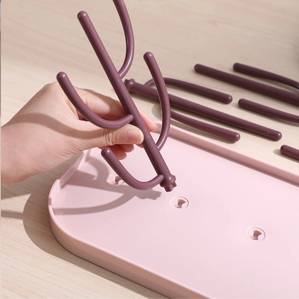 Tree Shaped Baby Bottle Drying Rack with Dust Proof Cover Holder