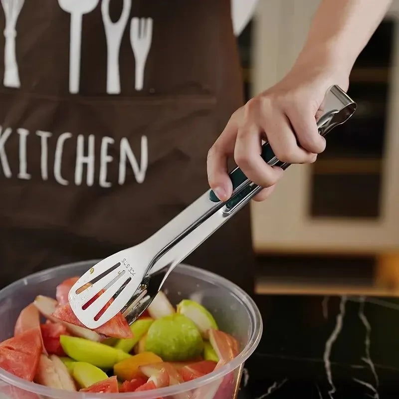 Stainless Steel Food Tongs Non-Slip Grip BBQ Grill Kitchen