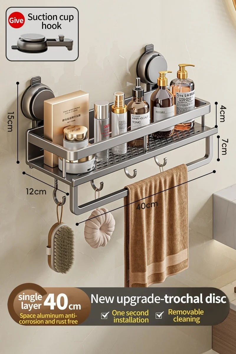 Wall Mounted Non-Perforated Towel Rack Multi-Room Storage Organizer