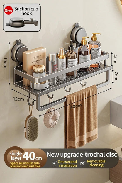 Wall Mounted Non-Perforated Towel Rack Multi-Room Storage Organizer