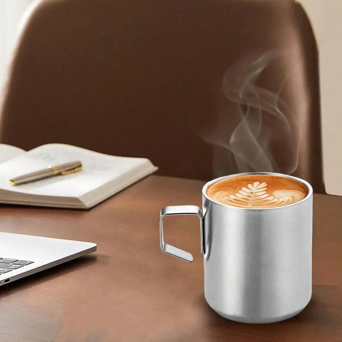 Stainless Steel Double Wall Insulated Coffee Mug with Handle 12oz