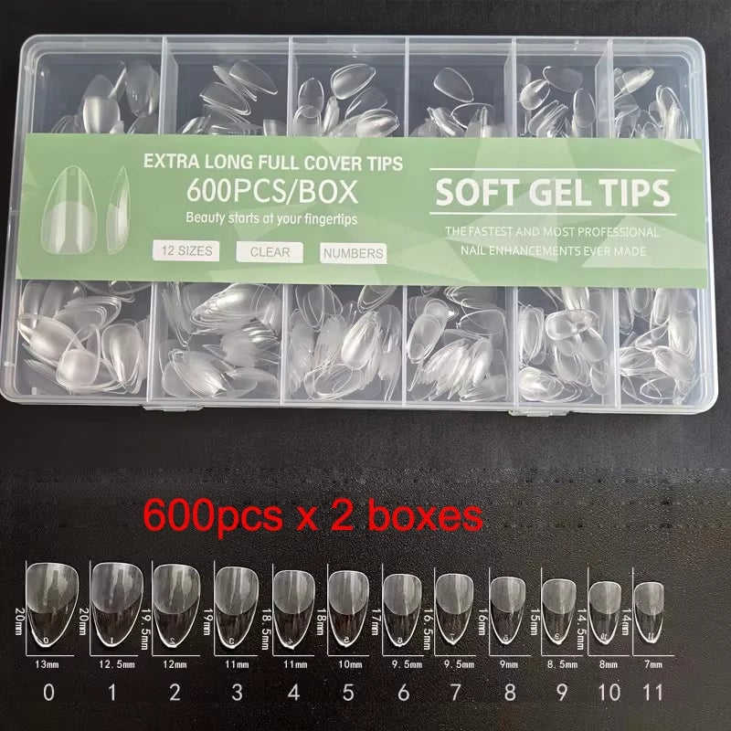Soft Gel Press On Nails - Square Coffin Almond False Nail Tips