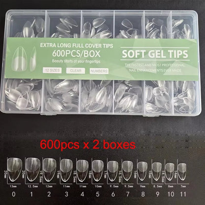 Soft Gel Press On Nails - Square Coffin Almond False Nail Tips