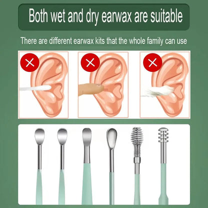 6Pcs Stainless Steel Ear Wax Removal Kit - Professional Curette