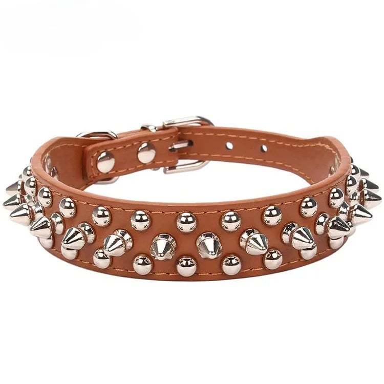 Adjustable PU Leather Spiked Dog Collar - Punk Rivet Design Small Pet