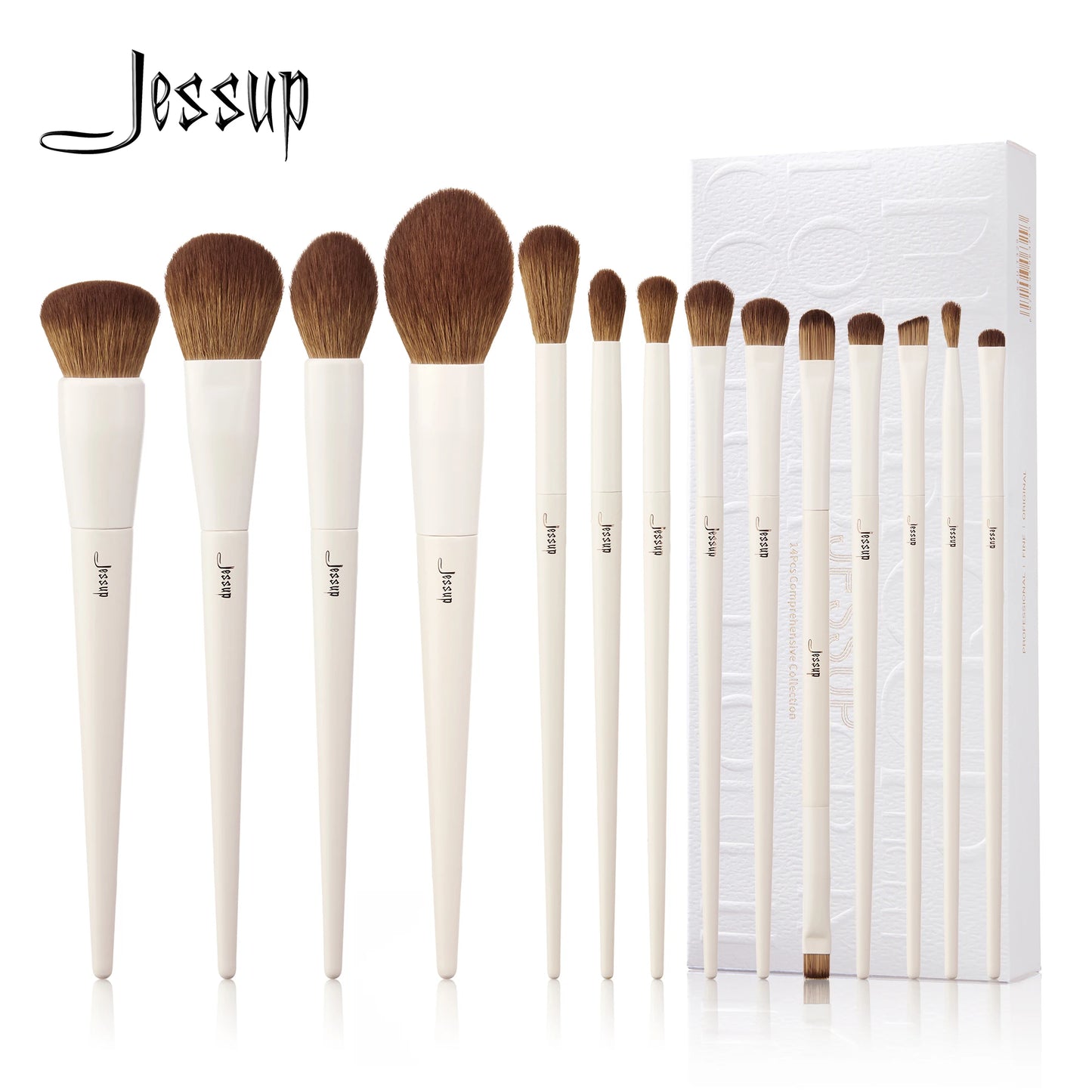 Jessup 14pc Synthetic Makeup Brush Set Foundation Contour Eyeshadow