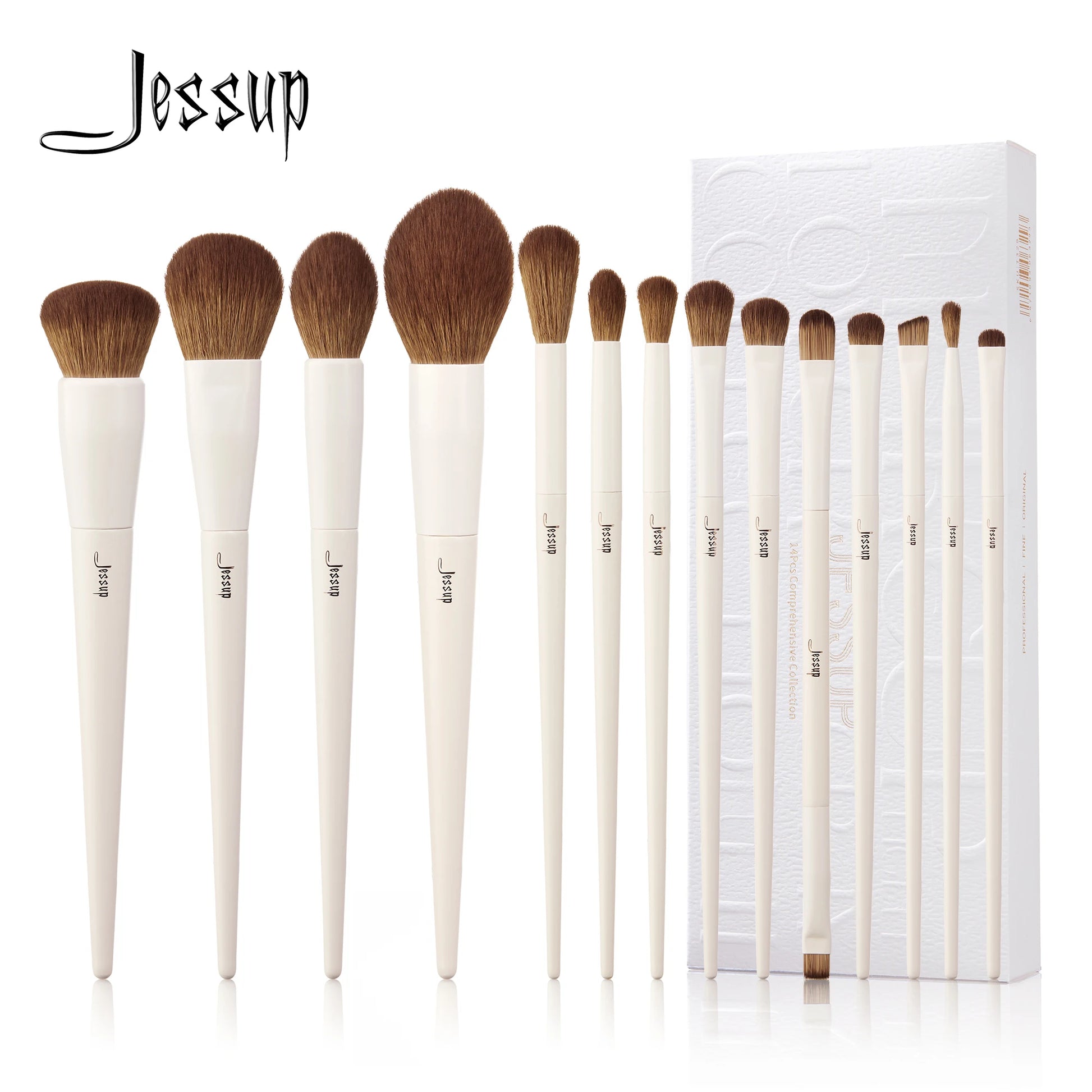 Jessup 14pc Synthetic Makeup Brush Set Foundation Contour Eyeshadow