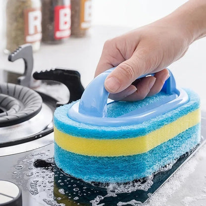 Heavy-Duty Cleaning Brush with Handle - Kitchen Bathroom Scrubber