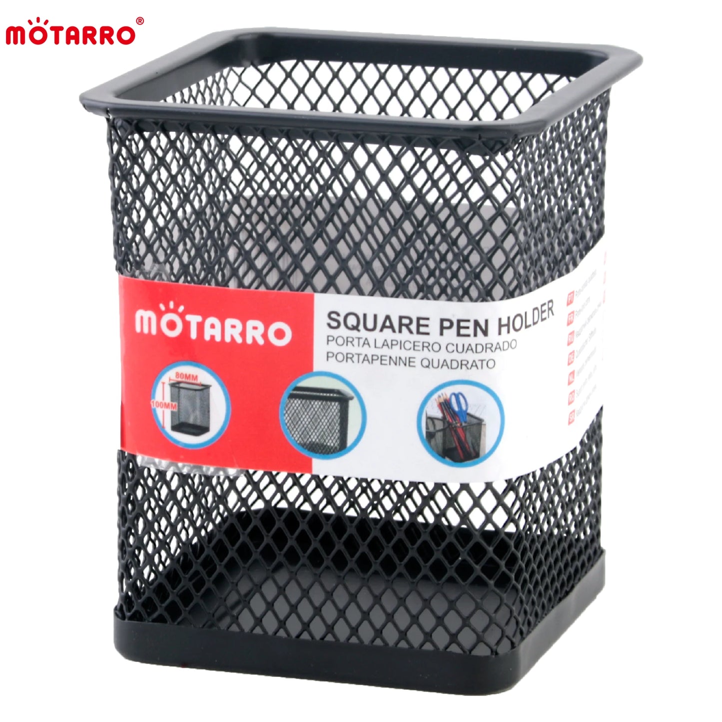 Metal Mesh Pencil Holder Square Round Desk Organizer Pen Cup Case
