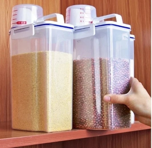 Transparent PP Food Storage Container with Measuring Cup - Rice Cereal