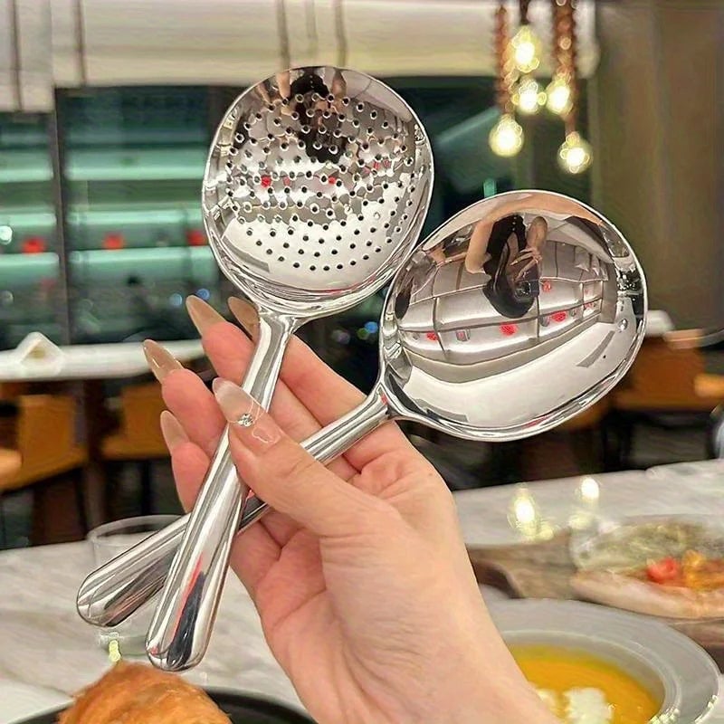 2pcs Heavy-Duty Commercial Kitchen Spoons - Heat-Resistant Handle