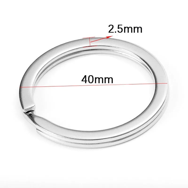 20pcs Stainless Steel Split Key Rings 20-35mm Round Flat Line
