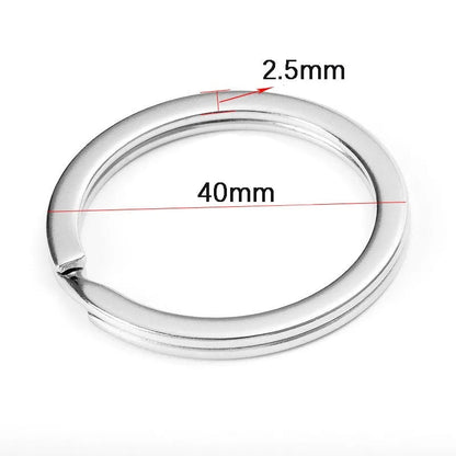 20pcs Stainless Steel Split Key Rings 20-35mm Round Flat Line