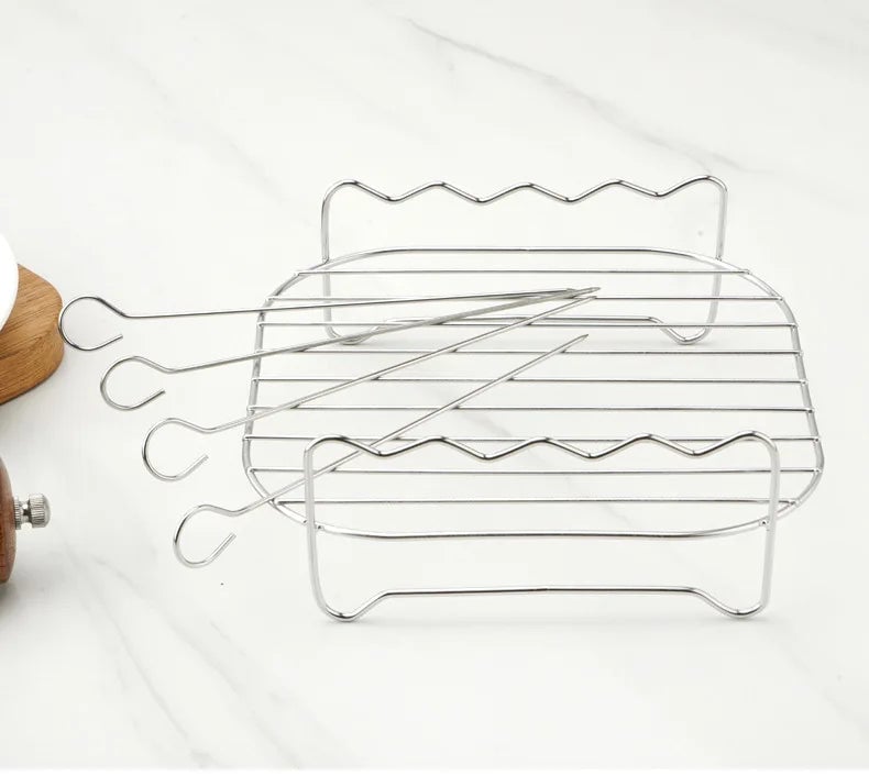 Stainless Steel Outdoor Grill Set Air Fryer Steamer with Skewers
