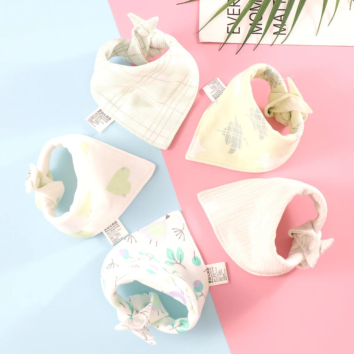 Cotton Triangle Bandana Bibs Set - Waterproof Baby Saliva Towels 5pc