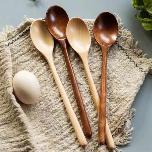 2pcs Wooden Spoons Kitchen Utensil Set - Soup Tea Coffee Honey