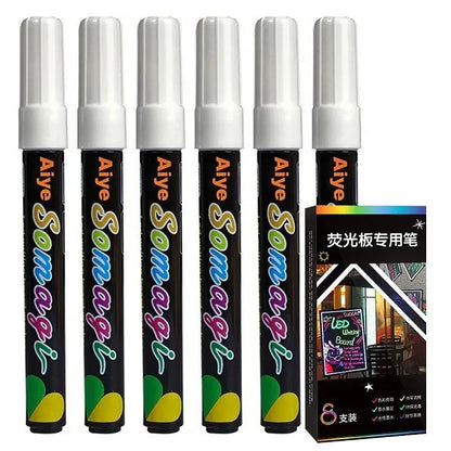 8 Colors 7mm Liquid Chalk Markers - Washable Wet Erase Neon Pens