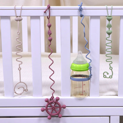 4 Adjustable Silicone Pacifier Chain Teether Toys Baby Beige