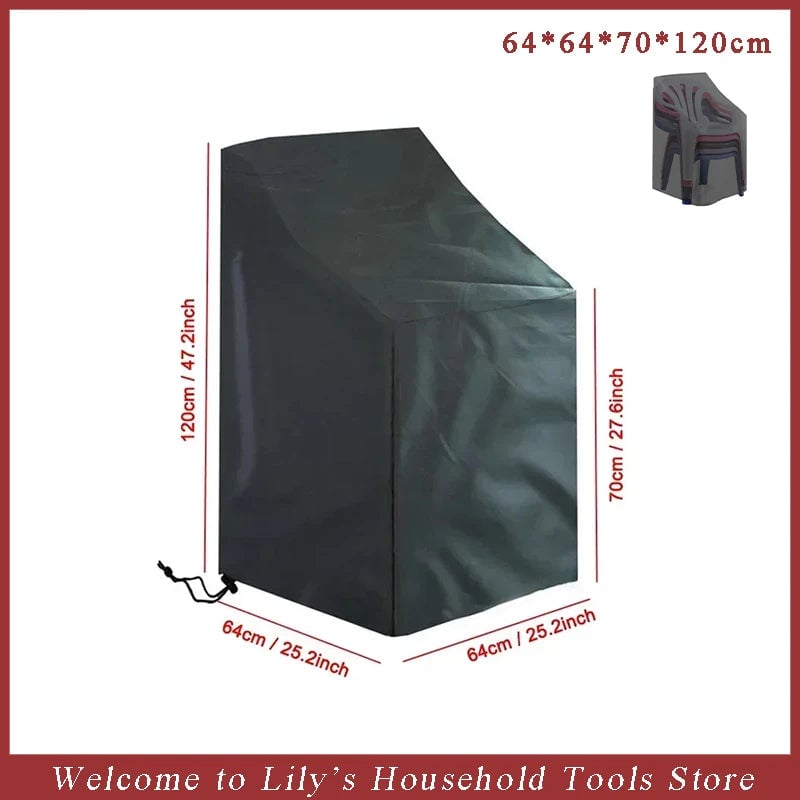 Waterproof Stacked Chair Dust Cover Garden Patio Furniture Protector
