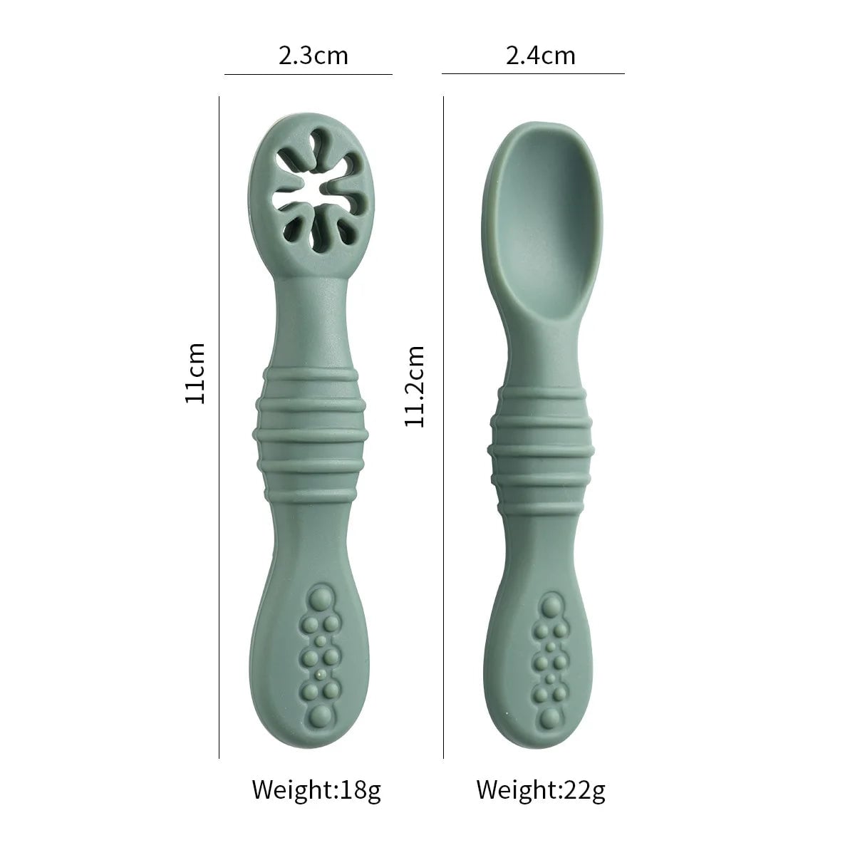 Silicone Baby Spoons 2Pc Set First Stage Self Feeding Training