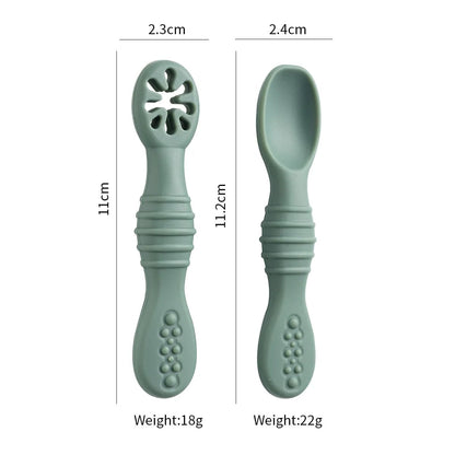 Silicone Baby Spoons 2Pc Set First Stage Self Feeding Training