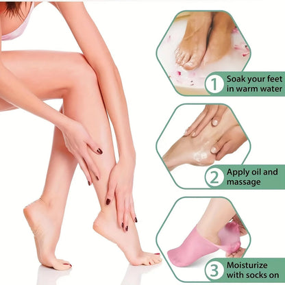 Silicone Gel Moisturizing Socks for Dry Cracked Feet - 2 Pack