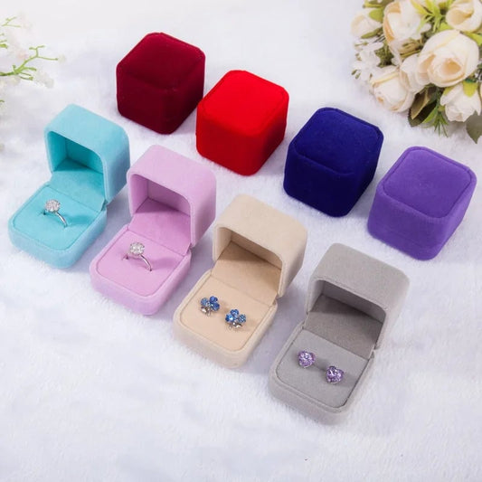 Rounded Flannelette Ring Box - Flocked Jewelry Storage Organizer