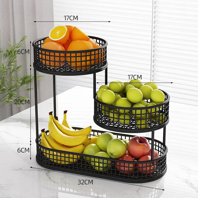 Stainless Steel Multi-Layer Round Fruit Basket Storage Display Rack