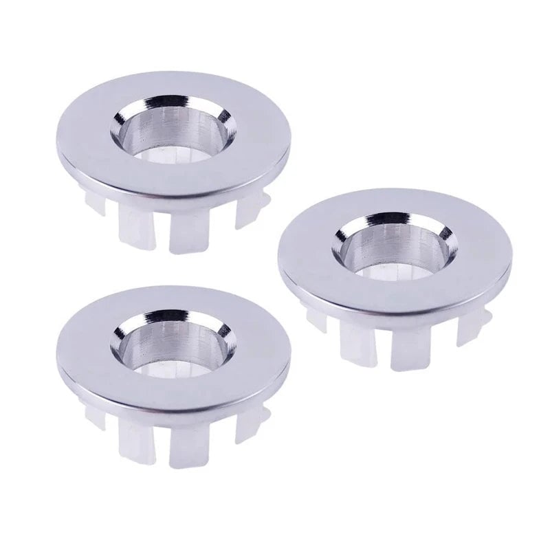 Sink Overflow Cover Chrome Finish Bathroom Drain Protector 3Pcs