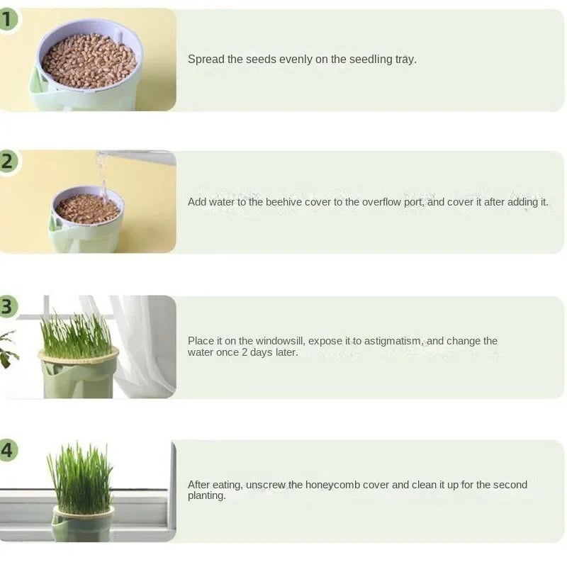 Cat Grass Growing Kit - Hydroponic Germination Pot for Pet Digestion