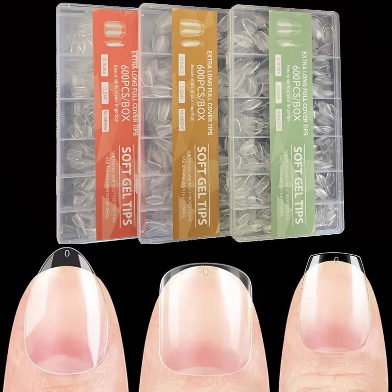 Soft Gel Press On Nails - Square Coffin Almond False Nail Tips
