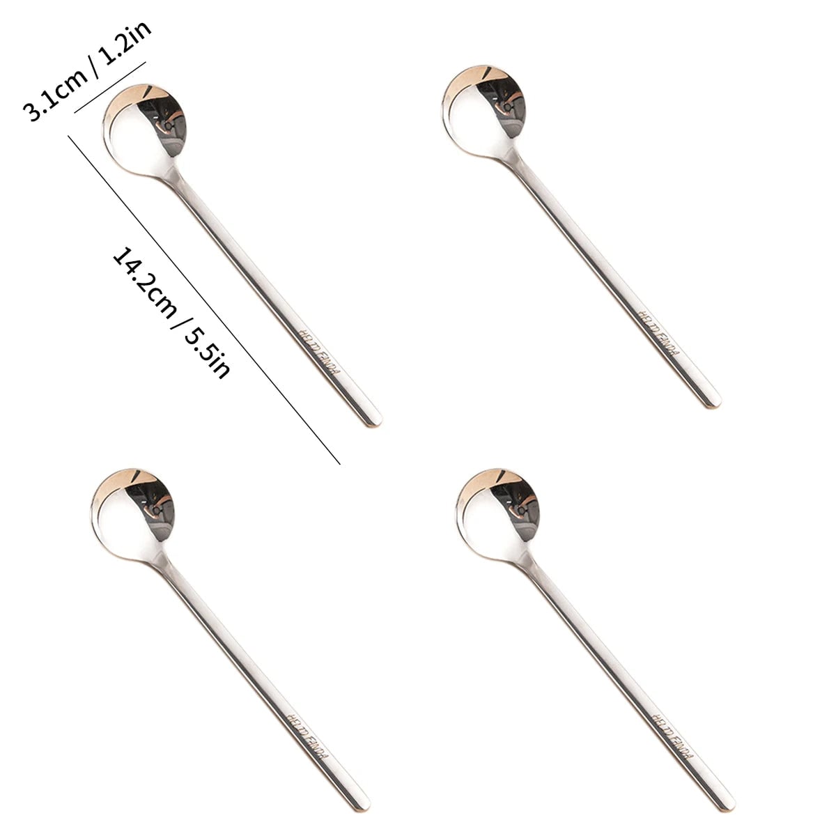 316 Stainless Steel Long Handle Dessert Spoons Set 2/4PCS Coffee