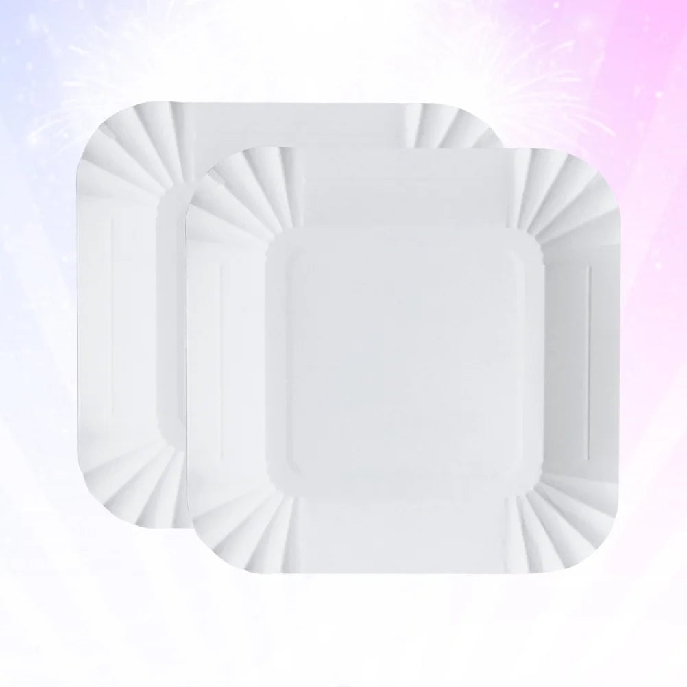 100Pcs Eco Friendly Square Paper Plates Disposable Lightweight