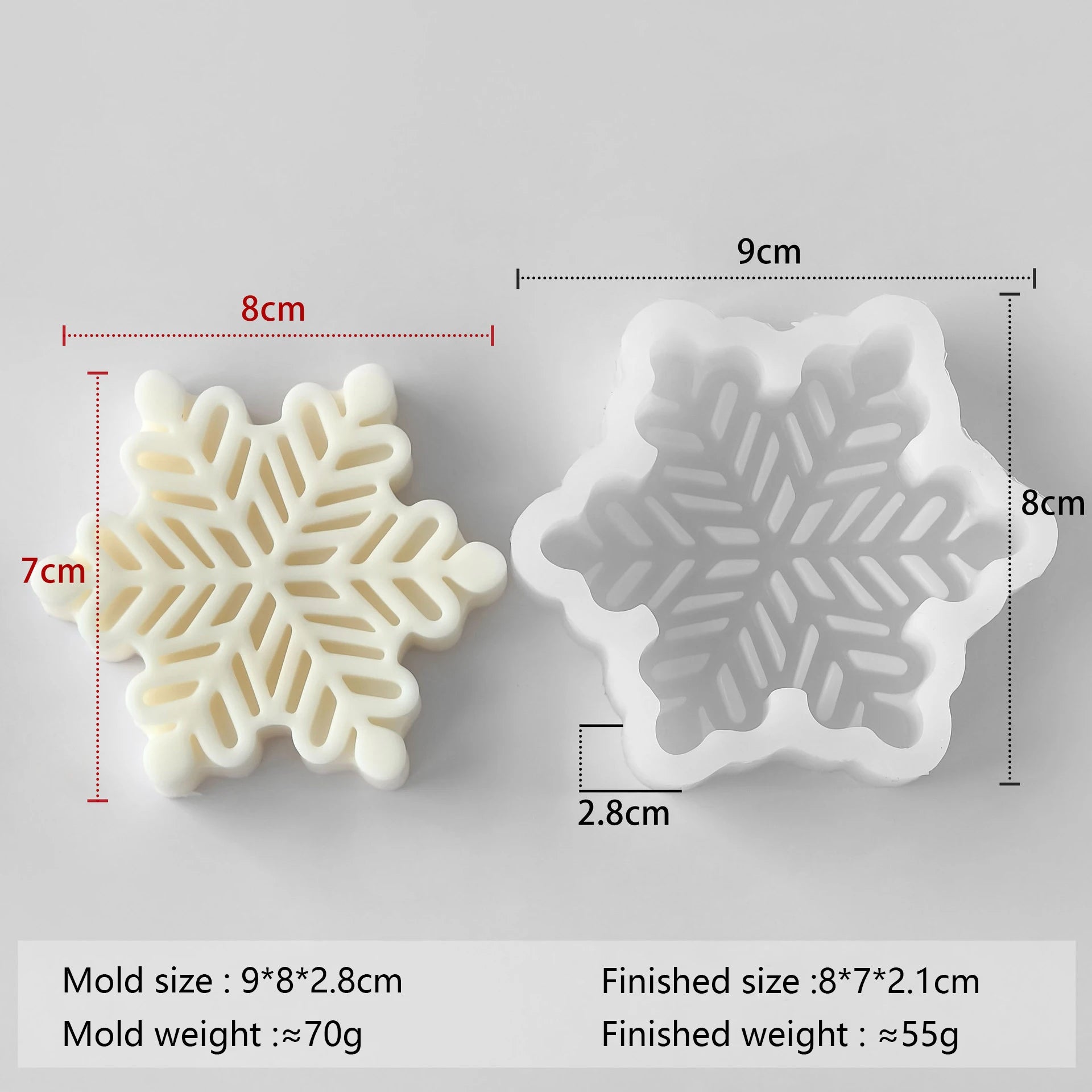 Snowflake Candle Silicone Mold - Christmas Soap Wax DIY Craft