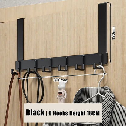 6-Hook Over Door Hanger - Multi-Purpose Clothes Coat Hat Organizer